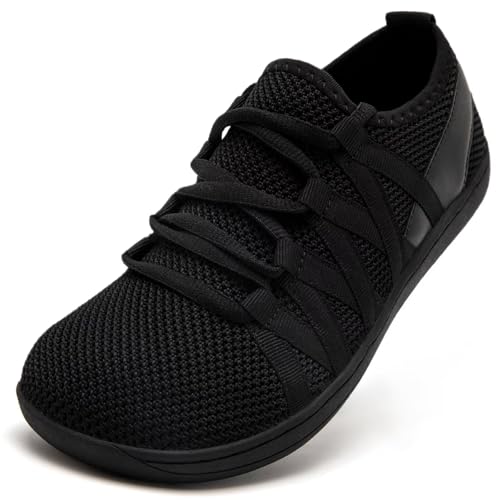 Linenghs Womens Barefoot Shoes Wide Width Toe Box Zero Drop Sneakers - color: A All Black, size: 7 Wide