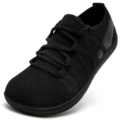 Linenghs Womens Barefoot Shoes Wide Width Toe Box Zero Drop Sneakers - color: A All Black, size: 10 Wide