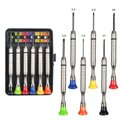 6Pcs Small Screwdriver Set -3pcs Flathead and 3pcs Phillips Micro Head Mini Screwdriver Set Precision CRV Eyeglasses Watches Electronics Computer Repair Kit Cool Gadgets Tool Gifts for Men