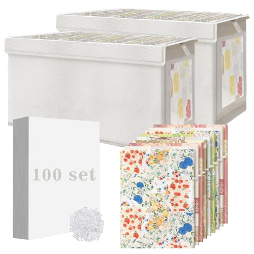 Sadnyy 502pcs Fabric Storage Box with 8.3 x 11 Inch Fabric Organizer Boards