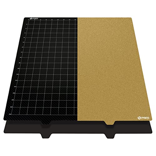 FYSETC Ender 5 Plus Build Plate Smooth PET - Textured PEI Sheet Dual Side Flexible Spring Steel Platform with Magentic Base 377x370mm/14.84x14.56inch 3D Printing Hotbed Cover Part - size: Textured + PET plate Kit 377x370mm
