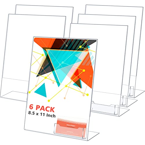6 Pcs Acrylic Sign Holder Business Card Holder, 8.5 x 11 Inch, Side Insert - color: Side Insert, size: 8.5 x 11 Inch
