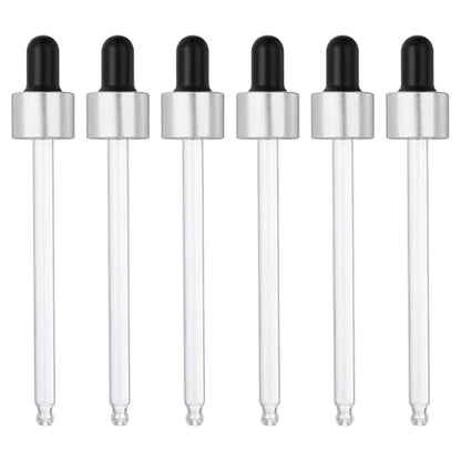 PATIKIL Glass Eye Dropper Caps, 6 Pcs Anodized Aluminum Glass Dropper Closure Top for 100ml(3.4oz) Essential Oils Bottle, Perfume, Lab Experiments, Silver Tone - color: Silver Tone, size: 100ml