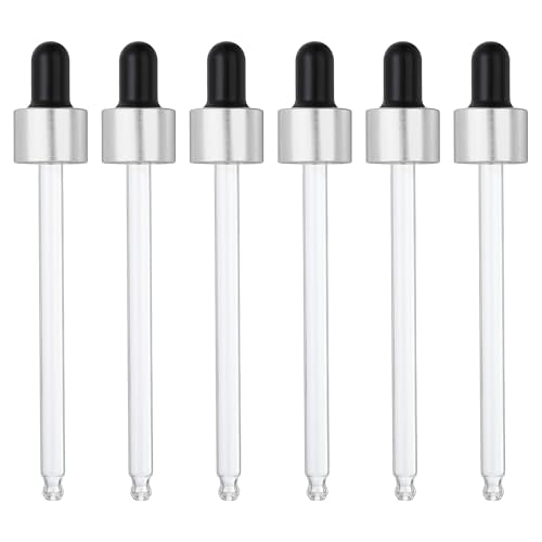 PATIKIL Glass Eye Dropper Caps, 6 Pcs Anodized Aluminum Glass Dropper Closure Top for 100ml(3.4oz) Essential Oils Bottle, Perfume, Lab Experiments, Silver Tone - color: Silver Tone, size: 100ml