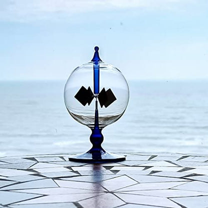 Blue Solar Power Radiometer Sun Light Energy Crookes Spinning Vanes Glass Windmill Gift Home Desk Decoration