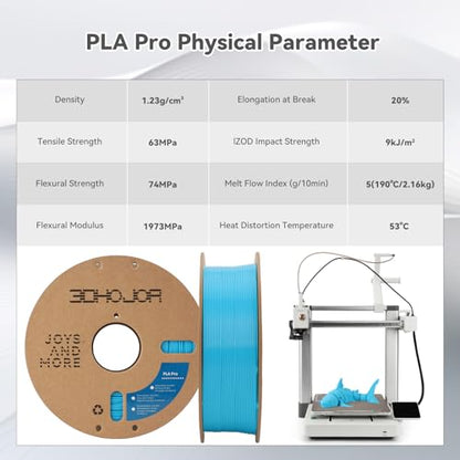 3DHoJor PLA+ 3D Printer Filament Light Blue,1KG - color: Light Blue