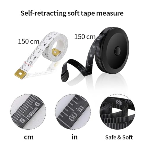 BoAn Tape Measure,8 PCS Measuring Tape for Body Fabric Sewing Tailor Cloth,Retractable Soft Sewing Tape Measures,Double Scales Rulers,60-Inch