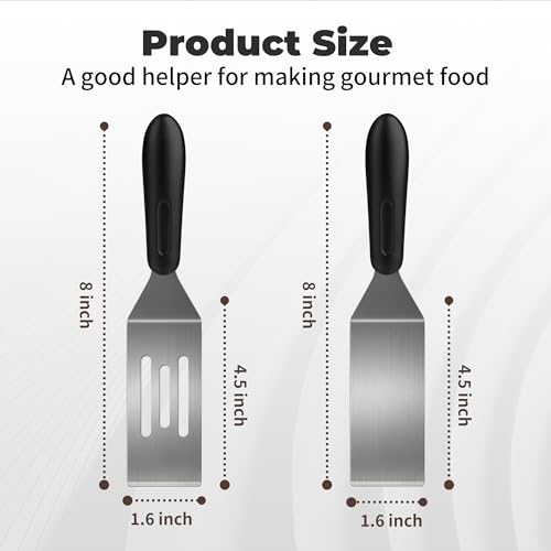 Stainless Steel Mini Spatula (2PC),Small Turners for Cake Brownies Pancakes - color: 2PC