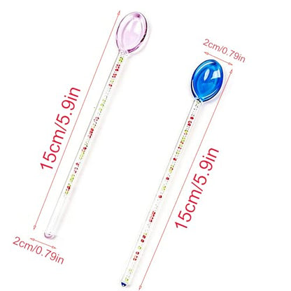 Glass Stirring Spoons for Coffee,Glass Spoons for Coffee,Stirring Rod Cocktail Stirrer Fruit Mixing Stick Small Stirrers Swizzle Stick For Home Bar Party, Office Supply (Pink+Blue) - size: Pink+Blue