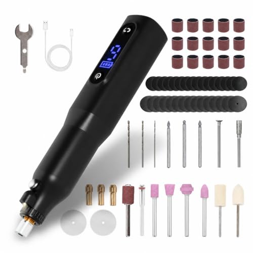 Cordless Rotary Tool Kit - 9-Speed Adjustable with USB Charging | Multi-Purpose Engraving Pen for Sanding, Polishing, Drilling & DIY Crafts | Includes 3D Printing Accessories (Black with Light) - color: Black With Light