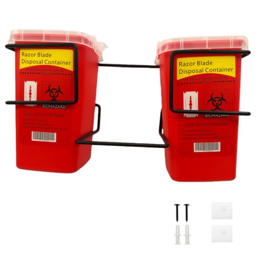 Wall Mount Holder for Dual 1 Quart Sharps Containers, Compatible with 8702 / 8702T / 8721 Stackable Sharps Disposal Containers, Use for Clinic, Hospital, Lab & Home (Container Not Included)