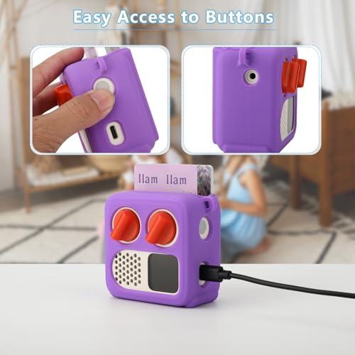Silicone Case Cover for Yoto Mini (2024 Edition), Travel Carrying Case with Adjustable Shoulder Strap Protective Cover for Yoto Mini Player (Purple) - color: Purple