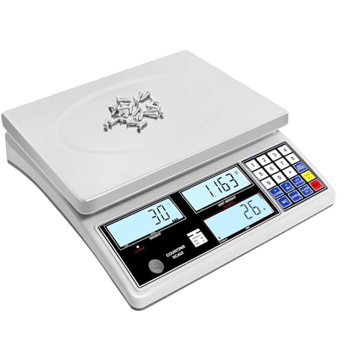 Industrial Counting Scale for Small Part (30kg, 66lb,1g), g/kg/lb,Coin Scale Built-in Battery,Digital Inventory Scale with Alarm Mode, RS-232 Interface for Printer Connectivity