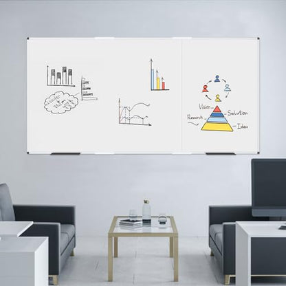 VIZ-PRO Large Magnetic Whiteboard, 96 x 48 Inches, Foldable Dry Erase Board - size: 95"W x 47"H
