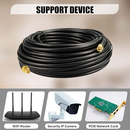 Upgraded B-LMR200 PRSMA Antenna Coaxial Cable 49.2ft RP-SMA Male to RP-SMA Female Extension Cable LMR200 Equivalent for WiFi Antennas, Wireless routers, Better Than RG58 - color: 49.2ft