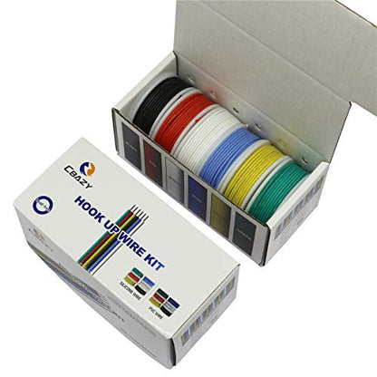 Silicone Wire Kit CBAZY Electric Wire Hook up Wire Kit (Solid Wire) 24 Gauge 6 Colors 26.2 feet Each Wires 24 AWG - color: silicone-soild-electrical wire, size: 24AWG