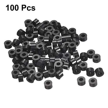 uxcell Nylon Round Spacer Washer 3.2mm ID 7mm OD 4mm Height for M3 Screws Black 100Pcs - size: 3.2mmx7mmx4mm