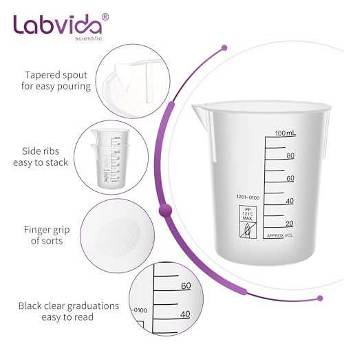 6PCS 100ml Autoclavable Stackable Plastic Beakers, LVB012 - style: 6pcs of 100ml