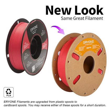 ERYONE Matte 3D Printer PLA Filament 1.75 +/- 0.03mm, Matte Filament PLA 1KG(2.2LBS) Spool, Red - color: Matte Red