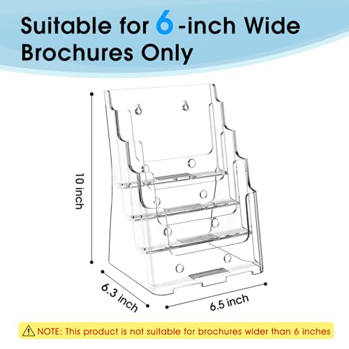 MaxGear Acrylic Brochure Holder 6"x9", 4 Tier, 2 Pack - size: 6"x9"-4 Tier