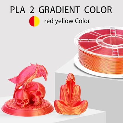 1KG 3D Printer Filament Bundle, 3 D PLA Printing Filament 1.75mm, Dual Color, +/-0.03mm, 1kg/2.2lbs Silk Golden Red - color: Gold & Red