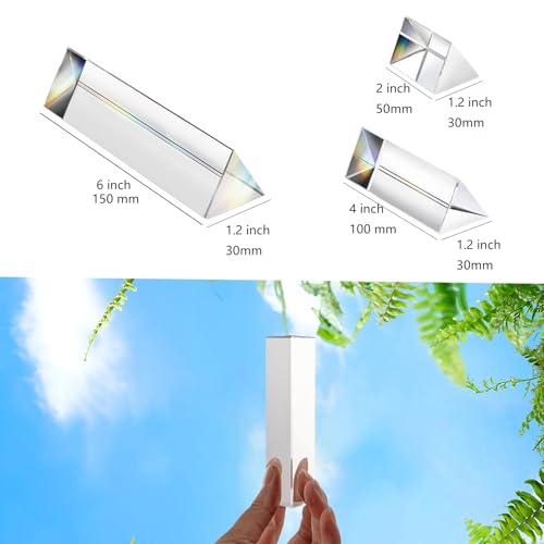 3pc Crystal Triangular Optical Prisms Set 2" 4" 6"Lengths