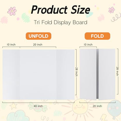 12 Pack Trifold Poster Board, 28x40 White Presentation Display Board - size: 28x40, style: 12 Pack