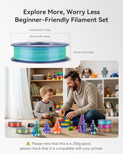 SUNLU Silk Dual Color PLA 1.75mm, 250g Spool Bundle, 3D Printer Filament - color: Pla Bundle-250gx4-2230050