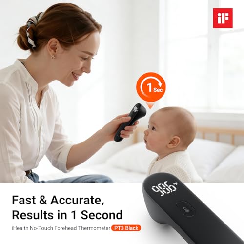 iHealth No-Touch Forehead Thermometer for Adults, Babies, Kids PT3 Black - color: Black