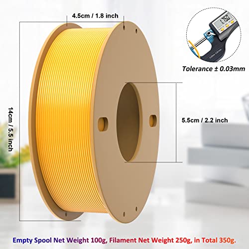 PLA+ 3D Printer Filament 1.75mm No Tangle, Neatly Wound Filament Net Weight 250g Spool, PLA Pro Plus, Silk Gold - color: 250g-silk Gold