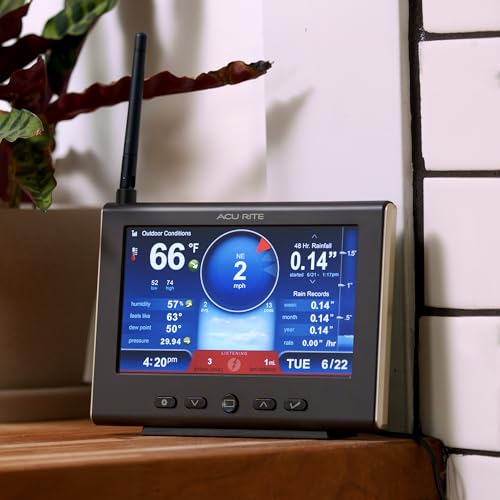 AcuRite Iris Weather Station with Rain Gauge and Wind Speed/Direction, Indoor Outdoor Thermometer Wireless Outdoor Sensor for Temperature and Humidity, and HD Display with Built-in Barometer (01535M) - color: HD Display