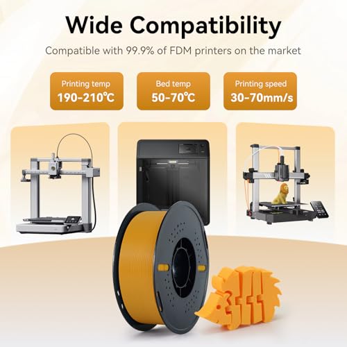 Kingroon Orange PLA 3D Printer Filament 1.75mm ±0.02 mm, No Tangling & No Clogging. Orange Filament PLA 1kg 2.2lbs, Easy to Print. Compatible with Most FDM 3D Printers. - color: 1kg Orange