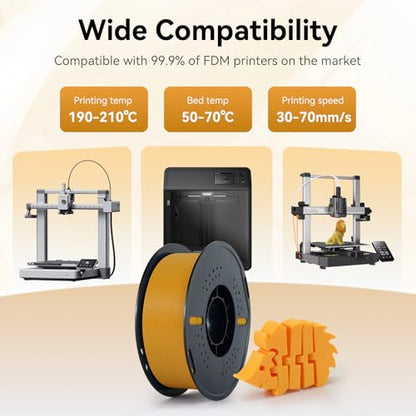 Kingroon Orange PLA 3D Printer Filament 1.75mm ±0.02 mm, No Tangling & No Clogging. Orange Filament PLA 1kg 2.2lbs, Easy to Print. Compatible with Most FDM 3D Printers. - color: 1kg Orange