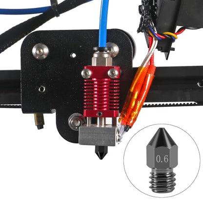 Aokin 3 Pcs 0.6mm Hardened Steel Nozzles MK8 Nozzles 3D Printer Nozzles and 3 Pcs 0.5mm Stainless Steel Nozzle Cleaning Needles for Creality Ender 3/3 Pro/3 V2, Ender 5/5 Pro, CR-10/10S, Makerbot - color: 0.6mm