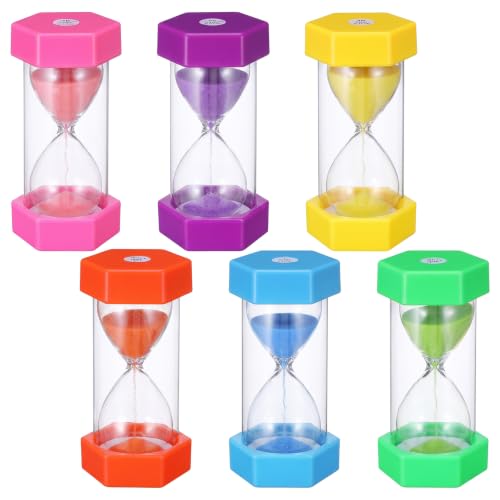 6 PCS Sand Timers for Classroom 1/3/5/10/15/30 Minutes Hourglass Timer Set