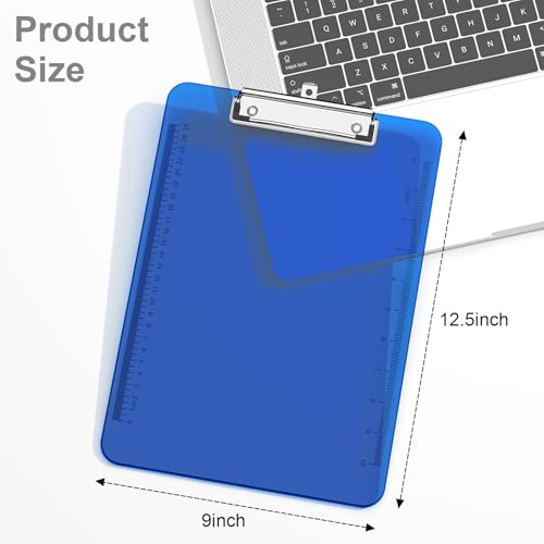 Piasoenc Plastic Clipboards, 8.5 x 11 Clip Board with Ruler,Blue - color: Blue