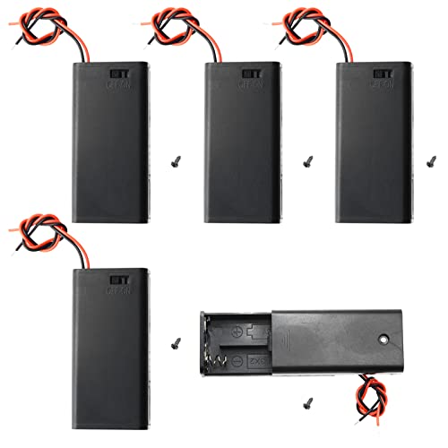 5Pcs 2X 1.5V AA Battery Holder Case - size: 5Pcs, style: 2×1.5V AA