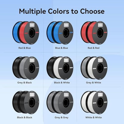 Creality 3D Printer Filament, White and Grey PLA Filament 1.75mm Bundle for 3D Printing, Ender PLA Filament No-Tangling Strong Bonding, Accuracy +/- 0.02mm - color: Grey and White