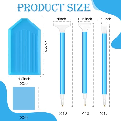 Affrolling 90 Pcs Diamond Art Tools, Drill Pens Trays Glue Clay - color: Blue