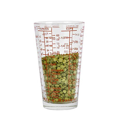 Kolder Mix N Measure Glass, Multi-Purpose Liquid and Dry Measuring Cup, 6 Units of Measurement, Heavy Glass, Red - color: Heavy Glass, Red