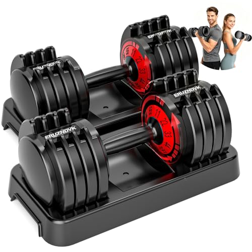 25/50lbs Adjustable Dumbbell Set of 2, 5-in-1 Free Weights Set - size: 55LBS Pair - B