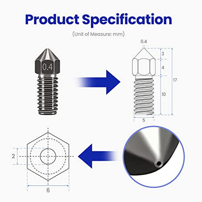 Hardened Steel Nozzles for AnkerMake M5/M5C, 0.4mm, 4PCS - size: 0.4mm*4pcs-Hardened Steel