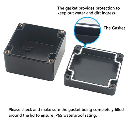 Junction Box, Zulkit Project Box IP65 Waterproof Outdoor Box ABS Plastic Electrical Boxes Electronic Enclosure Black 3.27 x 3.19 x 2.20 inch (83 x 81 x 56mm)(Pack of 2) - size: 3.27'' x 3.19'' x 2.20''(Pack of 2)