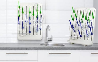 Heathrow Scientific Lab Drying Rack for Glassware, Includes 72 Removable Pegs with SureGrip Hooks, Durable Polystyrene Construction, Self-Standing or Wall-Mountable, Holds up to 77 Pounds of Glassware