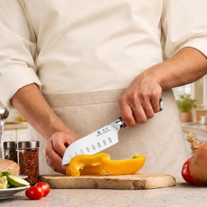 imarku Santoku Knife 5 Inch, Ultra Sharp Chef Knife with Pakkawood Handle - color: Black Ebony