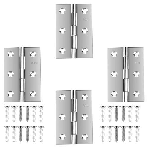 Stainless Steel 3 Inch Hinges for Door Window Wooden Box, 4 Pack - color: Silver, size: 4 PCS 3 x 2 Inch