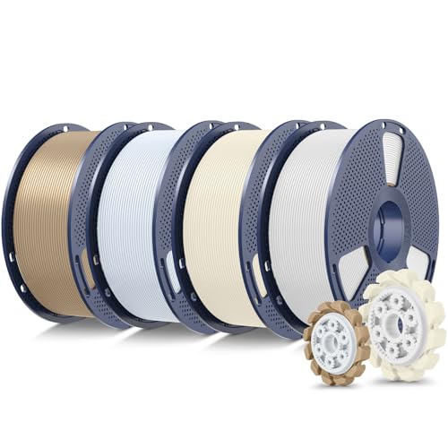 SUNLU PLA+2.0 3D Printer Filament, Multicolor, 4-Pack (4KG) - color: 1kg*4 White+bone White+ceramic White+oak Wood, size: 4kg