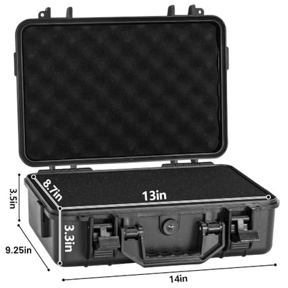 TORIBIO Hard Carrying Case with Foam, Shockproof Storage Box 14"x9.3"x3.5" - size: 14" x 9.3" x 3.5"