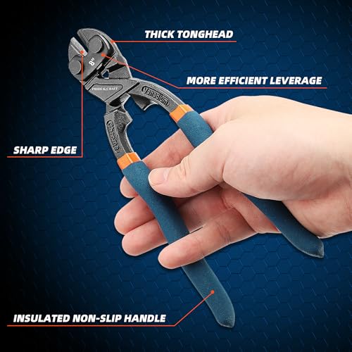 PRIDE&CRAFT 8 inches Mini Bolt Cutter Heavy Duty Cutting Tool for Wire, Chain, and Bolts, Snips Clippers with Soft Non-Slip Grip, Portable for Electricians, DIY Enthusiasts (Mini Bolt Cutter, 8 Inch) - color: Mini Bolt Cutter, size: 8 Inch