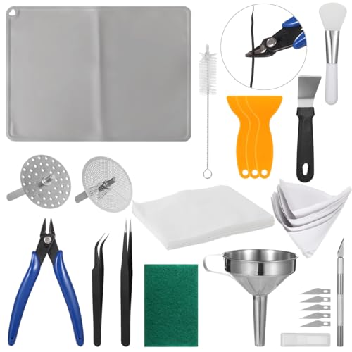 40 PCS Resin 3D Printer Accessories - 3D Printing Tools Set, Includes Stainless Steel Funnel, Silicone Mat, Precision Scissors, for High-Precision Prints